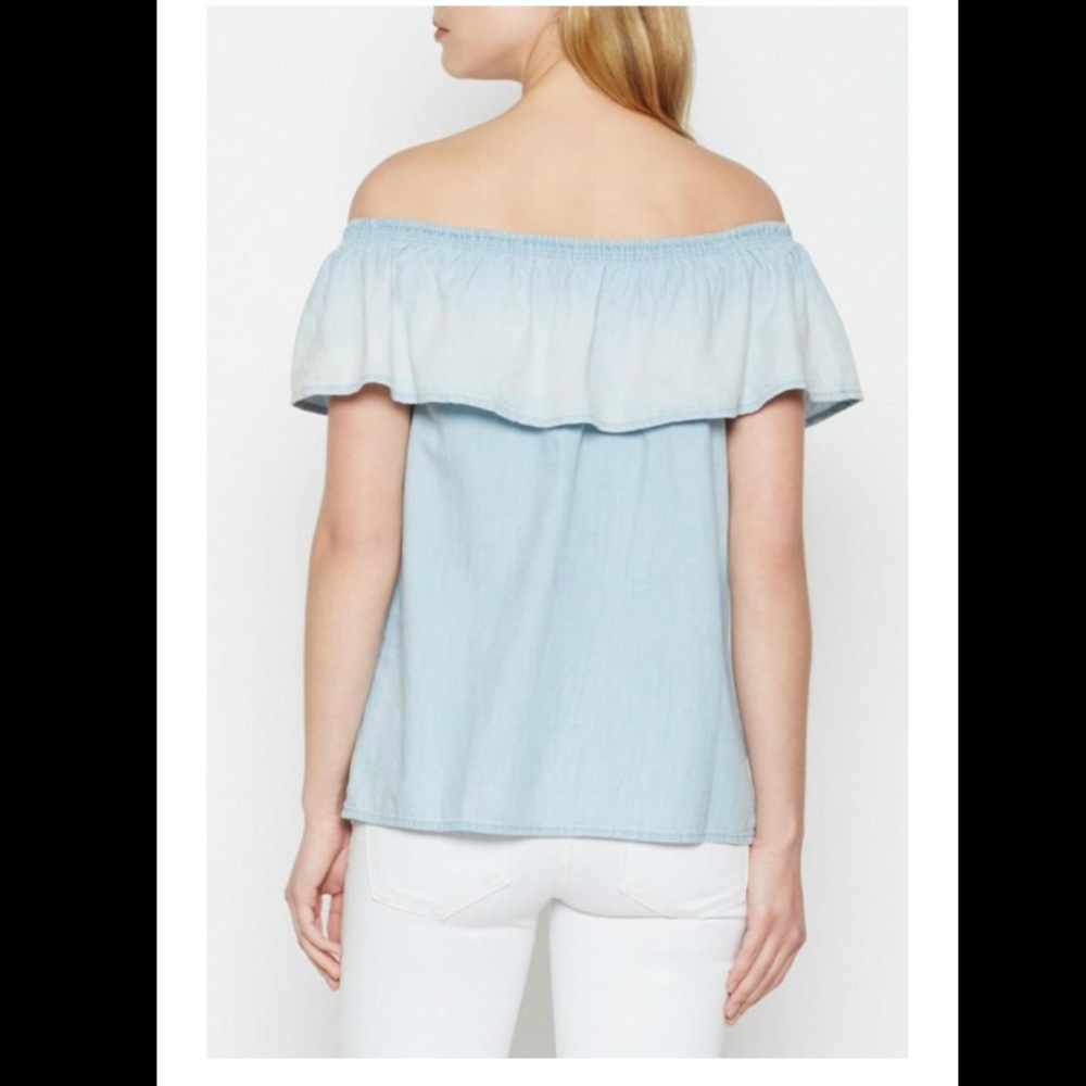 JOIE VILMA DENIM RUCHED TOP - Picture 5 of 6
